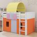 Harriet Bee Sandin Twin Size Loft Bed w/ Tent & Tower & Three Pockets in Orange | 76.9 H x 44.3 W x 78.7 D in | Wayfair