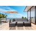 Ebern Designs Sighmund 5 - Person Outdoor Seating Group w/ Cushions Plastic/Metal in Gray/Brown | 24 H x 73 W x 25 D in | Wayfair