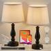 Charlton Home® Clarey Table Lamp Set w/ USB A+C Charging Ports 3 Way Dimmable Touch Desk Lamp(Bulbs Included) Linen/ in Black/Brown/White | Wayfair