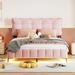 Ivy Bronx Charboneau Platform Bed Upholstered/Velvet, Metal in Pink | 47.2 H x 62.6 W x 85 D in | Wayfair 6D975EEA77DD42FDBAED2F445CA24981