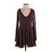 Kimchi Blue Casual Dress - A-Line V-Neck Long sleeves: Burgundy Dresses - Women's Size 0