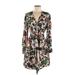 Alexia Admor Casual Dress - Fit & Flare V-Neck 3/4 sleeves: Brown Floral Dresses - Women's Size 6