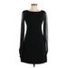 Elie Tahari Casual Dress - Mini Crew Neck Long sleeves: Black Print Dresses - Women's Size 0