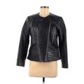 Marc New York Andrew Marc Faux Leather Jacket: Short Blue Print Jackets & Outerwear - Women's Size Medium