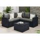 5 Seater Black Corner Rattan Garden Sofa Set With Rain Cover | Wowcher