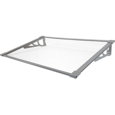 Baumarktplus - Vordach 120 x 90 cm grau Haustürdach Haustür Pultvordach Kunststoff Alu Image