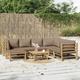 8-tlg. Garten-Lounge-Set Gartenmöbel-Set Terrassen-Sitzgruppe mit Kissen Taupe Bambus ZDEH12935