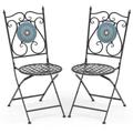 Costway Set of 2 Mosaic Chairs for Patio Metal Folding Chairs-A