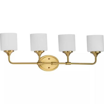 Progress Lighting 267026 - 4 Light 120 volt Brushed Gold Vanity Light Fixture (FOUR-LIGHT MODERN BRUSHED GOLD BATH LIGHT (P2804-191))