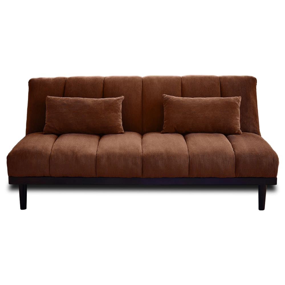 Canapé clic-clac 2 places en velours côtelé terracotta