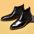 Men's Boots Leather Shoes Chelsea Boots Walking Vintage Casual Wedding Daily Leather Warm Height Increasing Comfortable Lace-up Dark Brown Black Winter