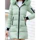 Women's Winter Coat Coat Valentine's Day Street Daily Wear Fall Winter Regular Coat Regular Fit Warm Breathable Stylish Casual Street Style Jacket Long Sleeve Plain with Pockets Fur Collar Black