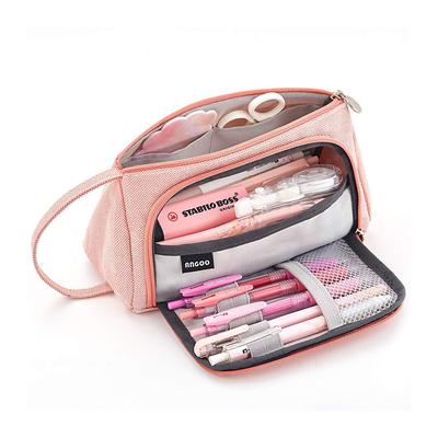 PencilCasePenPouchMarkerBag Wear-Resistant Multifunction With Zipper Canvas for School Office Student