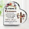 Christian Gift Joshua 19 God Scripture Acrylic Plaque Be Strong And Courageous Encouragement Gift For Boy Girl Cross Flower Butterfly Desk Heart Plaque Religious Gift For Women Men