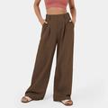 Women's Wide Leg Pants Trousers Linen Cotton Blend Plain Side Pockets Wide Leg Ankle-Length Casual Daily Going out Weekend Army Green Burgundy S M Spring Summer