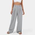 Women's Wide Leg Pants Trousers Linen Cotton Blend Plain Side Pockets Wide Leg Ankle-Length Casual Daily Going out Weekend Army Green Burgundy S M Spring Summer