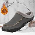 Men's Women Clogs Mules Slippers Flip-Flops Fleece Slippers Plush Slippers Winter Shoes Fleece lined Walking Vintage Casual Outdoor Daily Leather Warm Height Increasing Comfortable Loafer Black