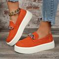 Women's Sneakers Slip-Ons Height Increasing Shoes Daily St. Patrick's Day Rivet Buckle Platform Round Toe Punk Casual Minimalism Walking Suede Loafer Orange / Black Blue Green