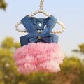 Pet Dog Skirt cat Clothes Spring and Summer pet Clothes Adorable Tutu Dog Dresses Striped Mesh Puppy Dog Princess Dresses (Pink, S)