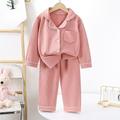 Kids Girls' Pajama Set Long Sleeve SY01-pajamas light pink Yellow Light Green Solid Color Button Spring Fall Active Home 7-13 Years