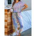Women's Sweatshirt Tracksuit Pants Sets Tie Dye Casual Daily Wine Red Blue Print Long Sleeve Active Sports Round Neck Regular Fit Spring Fall