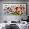 Large 3D Colorful Floral Hand-Painted Oil Painting Spring Bouquet Canvas Textured Wall Art Minimalist Bedroom Bedside Decor Wedding Souvenir Gift No Frame