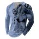 Wolf Fashion Retro Vintage Outdoor Men's 3D Print Casual Holiday T shirt Blue Sky Blue Brown Long Sleeve Crew Neck Shirt Fall Clothing Apparel Normal S M L XL XXL XXXL