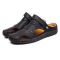 Men's Sandals Slippers Comfort Shoes Casual Beach Walking Shoes Cowhide Breathable Dark Brown Brown Black Spring Summer
