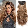 Clip in Hair Extensions for Women 20 Inch Long Wavy Curly Auburn Hair Extension Full Head Synthetic Hair Extension Hairpieces