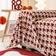 Throw Blankets for Couch and Bed,Soft Cozy Sofa Cover Blanket with Houndstooth Jacquard,Decorative Blankets and Throws, Red Warm Velvet Blanket for Wedding