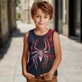 Boys 3D Animal Spider Tank SKirt Black 3D Print Summer Active Fashion Cool Polyester Kids 3-12 Years Crew Neck Outdoor Street Indoor Tailored Fit