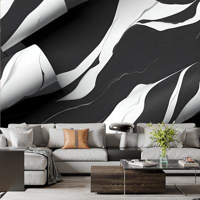 Cool Wallpapers Black and White Wallpaper Wall Mural Marble Roll Peel and Stick Removable PVC/Vinyl Material Self Adhesive/Adhesive Required Wall Decor for Living Room Kitchen Bathroom