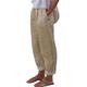 Women's Linen Pants Chinos Pants Trousers 100% Cotton Chinese Style Pleated Baggy Full Length Micro-elastic Mid Waist Casual Lounge Casual Daily White Sky Blue S M Spring Fall