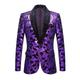Men's Sparkle Casual Sequin Blazer Jacket Blazer Floral Sequin Blazer Regular Slim Fit Purple 2023