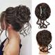 Messy Bun Hair Piece Claw Clip Hair Bun Extension Curly Wavy Tousled Updo Hair Extensions Synthetic Chignon Buns Hair Pieces for Women-Brown Mixed Blonde