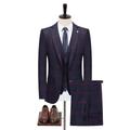 Yellow/Blue/Royal Blue Men's Plaid Wedding Suits Business Formal Work Wear 3 Piece Notch Check Standard Fit Single Breasted One-button 2024