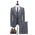 Yellow/Blue/Royal Blue Men's Plaid Wedding Suits Business Formal Work Wear 3 Piece Notch Check Standard Fit Single Breasted One-button 2024