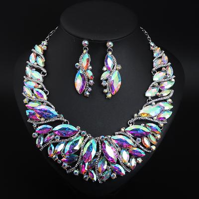 Jewelry Set 3pcs Rhinestone Alloy 1 Necklace Earrings Women's Elegant Vintage Stylish Geometrical Geometric Jewelry Set For Wedding Party Wedding Guest