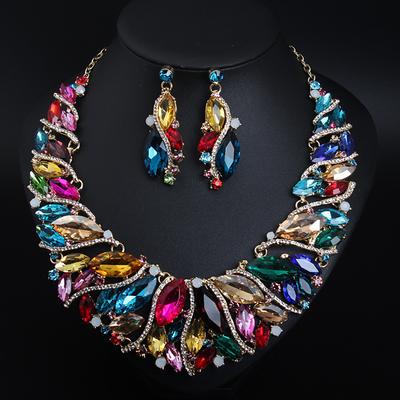 Jewelry Set 3pcs Rhinestone Alloy 1 Necklace Earrings Women's Elegant Vintage Stylish Geometrical Geometric Jewelry Set For Wedding Party Wedding Guest