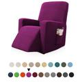 Recliner Chair Stretch Sofa Cover Slipcover Elastic Couch Protector With Pocket For Tv Remote Control Books Plain Solid Color Soft Durable