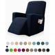 Recliner Chair Stretch Sofa Cover Slipcover Elastic Couch Protector With Pocket For Tv Remote Control Books Plain Solid Color Soft Durable