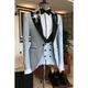 White Royal Blue Sky Blue Men's Wedding Party Tuxedos 3 Piece Solid Colored Peak Tailored Fit Single Breasted One-button 2023