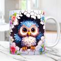 3D Owl Ceramic Mug - Creative Space Design - Animal Bird Cup for Tea, Milk, Coffee - Home Table Decoration - Ideal Gift for Bird Lovers and Friends