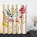 Shower Curtain with Hooks,Floral Plant Bright Green Watercolor Leaves on The Top Plant with Floral Bathroom Decoration Inch with Hooks