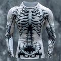 Graphic Skeleton Designer Casual Subculture Men's 3D Print T shirt Tee Sports Outdoor Holiday Going out T shirt Light Grey Dark Gray Gray Long Sleeve Crew Neck Shirt Spring Fall Clothing Apparel S