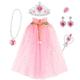 New Children's and Girls Play Princess Colorful Cloak Magic Stick Crown Queen Necklace Earrings Six Piece Set Gifts for girls aged 4-6 years old