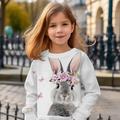 Girls' 3D Animal Rabbit Bunny Sweatshirt Long Sleeve 3D Print Summer Fall Fashion Streetwear Adorable Polyester Kids 3-12 Years Outdoor Casual Daily Regular Fit