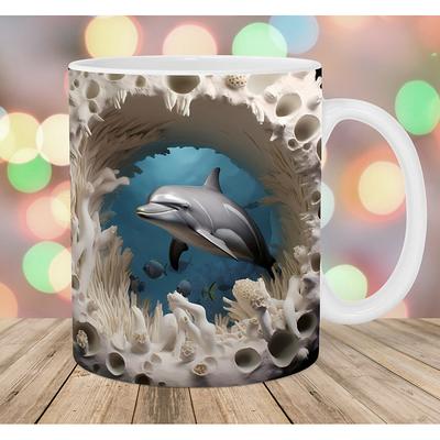 3D Dolphin Ceramic Coffee Mug Oceanic Charm New Arrival Exquisite Fish Design Tea Cup - Perfect for Dolphin Lover