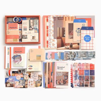 348 PCS Scrapbook Kit, Aesthetic Scrapbooking/Journaling Art Kit for Bullet Journal, A6 Grid Notebook, Stationery, Washi Paper, DIY Scrapbook Supplies Gift for Kids Girl Teen