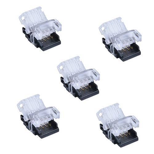 5PCS 4Bin 10mm No-waterproof Flexible Strip Light Hippo Buckle 5050 RGB LED Light Bar Quick Connector Easy to Install Wire and Strip Light Connector DC5-36V